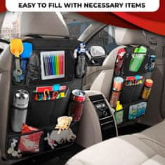 Netscroll Organizator za auto sjedalo, putni organizator za auto, 12 džepova, vodootporna zaštita sjedala, s držačem za tablet, univerzalno pristajanje, TravelOrganizator