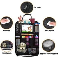 Netscroll Organizator za auto sjedalo, putni organizator za auto, 12 džepova, vodootporna zaštita sjedala, s držačem za tablet, univerzalno pristajanje, TravelOrganizator