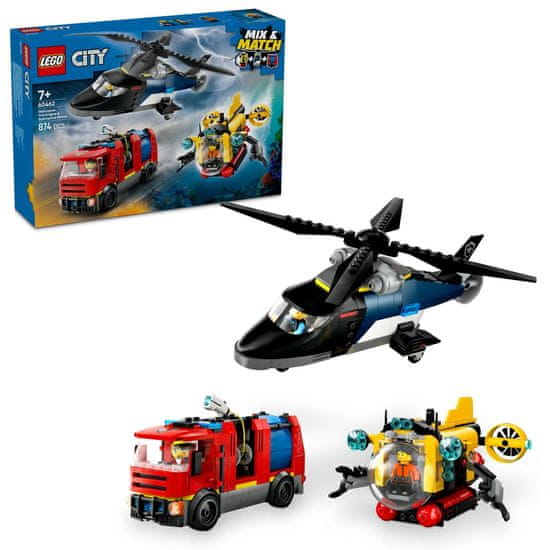 LEGO City 60462 Remix: Helikopter, vatrogasni kamion i podmornica