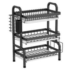 HOME & MARKER® Višeslojni ocjeđivač za posuđe – inox, stalak za tanjure i čaše, organizator kuhinje | DRYSTACK