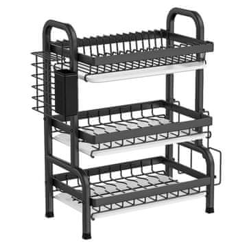 HOME & MARKER® Višeslojni ocjeđivač za posuđe – inox, stalak za tanjure i čaše, organizator kuhinje | DRYSTACK