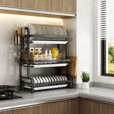 HOME & MARKER® Višeslojni ocjeđivač za posuđe – inox, stalak za tanjure i čaše, organizator kuhinje | DRYSTACK