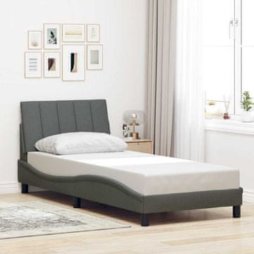 Vidaxl Okvir kreveta bez madraca tamno sivi 90x200 cm presvučen tkaninom