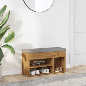 Vidaxl Klupa s prostorom za odlaganje cipela Artisan hrast 82x32x45,5 cm
