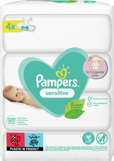 Pampers XXL Sensitive hidratantne maramice, 4x80 komada