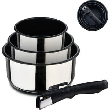 Bergner Set lonaca od nehrđajućeg čelika s neprijanjajućim premazom Click&Cook 3 komada 16, 18, 20 cm