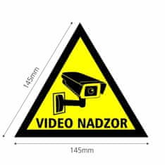 Tech Trade Trokutasta naljepnica za ogledalo "VIDEOSURVEILLANCE" A5 (145x145) dvostrana