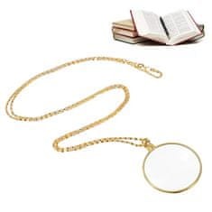 Luniks Elegantno povećalo za čitanje sa zlatnim lancem - 5x povećanje