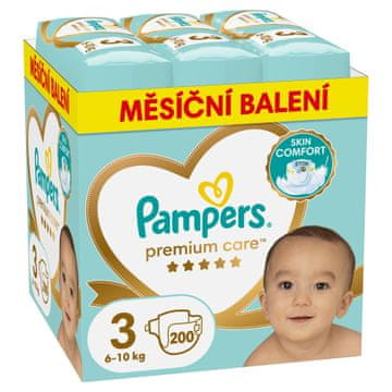 Pampers Premium Care pelene, veličina 3 (6-10 kg), 200 pelene, mjesečno pakiranje