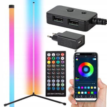 Verkgroup LED RGB kutna podna svjetiljka 100cm APP + daljinski upravljač Rainbow 3D