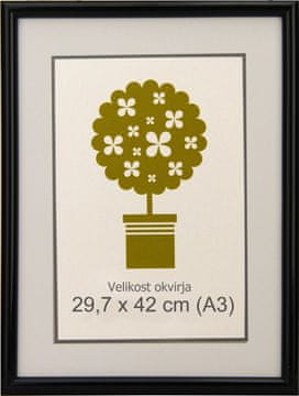 Karako Okvir za fotografiju 29,7x42 cm, plastika, zidni, 95 crni A3