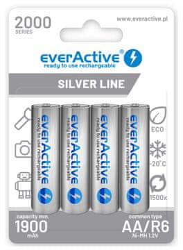 slomart Punjive baterije everActive Ni-MH R6 AA 2000 mAh Silver Line