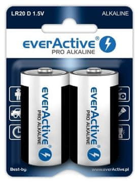 slomart Alkalne baterije everActive Pro Alkaline LR20 D - blister, 2 komada