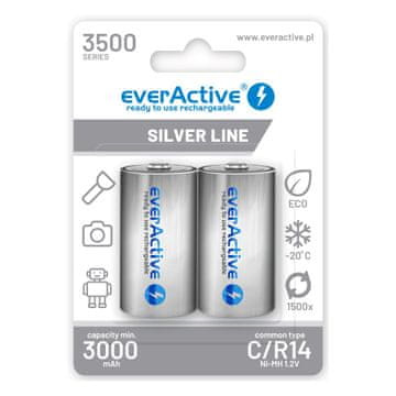 slomart Punjive baterije everActive R14/C Ni-MH 3500 mAh spremne za upotrebu