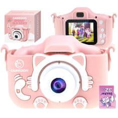 Dexxer Dječji LCD 40MPIX Digitalni fotoaparat Kittens 600mah USB Roza + 4GB SD kartica