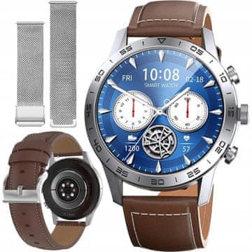 Dexxer Muški LCD pametni sat na dodir 2 benda BT Android i iOS IP68 srebrni