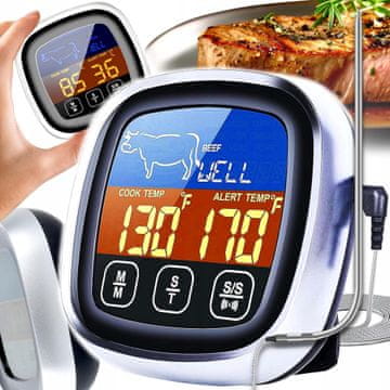 Dexxer LCD kuhinjski termometar od nehrđajućeg čelika sa sondom 122cm do 300°C za meso