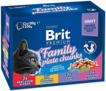 Brit Brit cat pouches family plate - mokra hrana za mačke - 12 x 100g