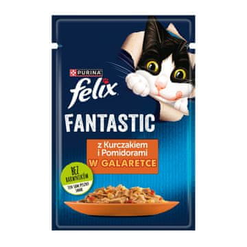 slomart Purina Felix Fantastic piletina s rajčicom - mokra hrana za mačke - vrećica 85 g