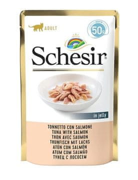 Schesir SCHESIR in jelly Mokra hrana za mačke Tuna s lososom - 50 g