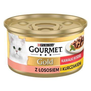 slomart Gourmet gold losos i piletina u umaku mokra hrana za mačke - konzerva - 85 g