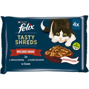Felix FELIX Tasty Shreds s govedinom i piletinom - 4x 80g