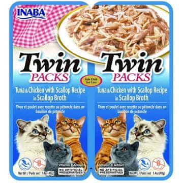Inaba INABA CAT Twin Tuna s piletinom i kapicama u juhu – 2x40g