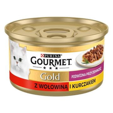 slomart Gourmet gold govedina s piletinom mix komadića na pari i u umaku - mokra hrana za mačke - 85 g