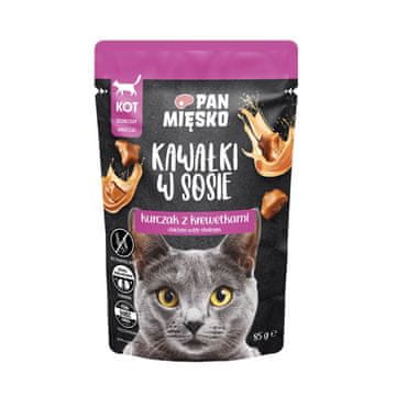 PMI PAN MIĘSKO Piletina s kozicama u umaku - mokra hrana za mačke - 85g