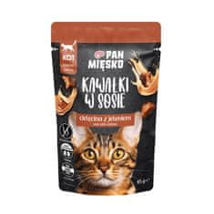 PMI PAN MIĘSKO Piletina s prepelicom u umaku - mokra hrana za mačke - 85g