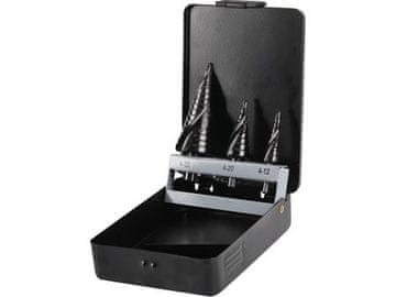 Extol Craft Stepenaste bušilice (20092) set of 3, ?4-12/1mm, ?4-20/2mm, ?4-32/2mm, with chipbreaker and spiral flute