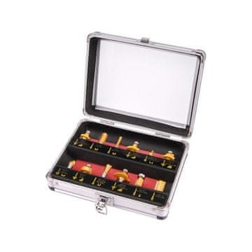 Extol Craft Rezači za oblik drva s SK pločicama (44037) wood shape cutters with SK blades, set of 12 pcs, 8mm shank, in metal case, SK