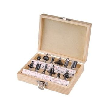 Extol Craft Rezači oblika (44032) wood shape cutters with SK blades, set of 12 pcs, 8mm shank, in wooden case, SK