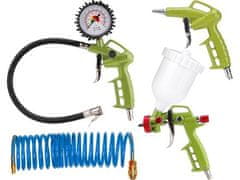 Extol Craft Komplet kompresora (99303) set of 4 pcs, max. 8bar (0.8MPa), air blower, tire inflator with pressure gauge, spray gun, spiral hose 4m