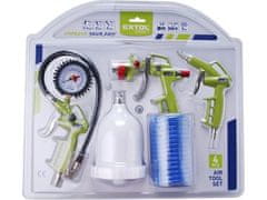 Extol Craft Komplet kompresora (99303) set of 4 pcs, max. 8bar (0.8MPa), air blower, tire inflator with pressure gauge, spray gun, spiral hose 4m