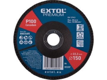 Extol Premium Lamelni disk 8803485 angled corundum flap disc, O150mm, P100