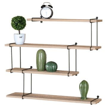 Autronic Zidne police Wall shelves 80 cm, MDF, oak decor, black matt metal (P-065 OAK)