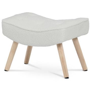 Autronic Oslonac za noge Footstool, white bouclé fabric cover, solid rubberwood legs (AK-309P WT2)