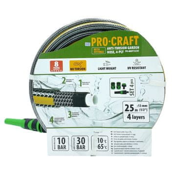 Procraft Crno-žuto vrtno crijevo PR-4KAT1325F