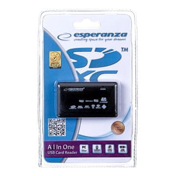 ESP Čitač kartica Esperanza EA119 USB 2.0, crni