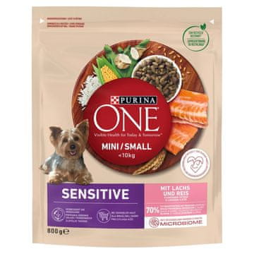 Purina PURINA One Mini/Small Sensitive Salmon, rice - suha hrana za pse - 800 g