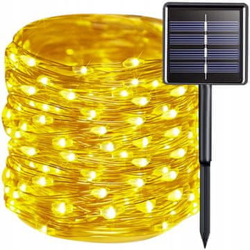 Malatec Lanac solarnih svjetala 150 LED topla bijela 15m 8 funkcija IP44