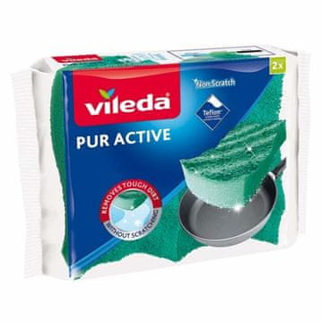 slomart Spužva za ribanje Vileda Pur Active 2 kom, zelena