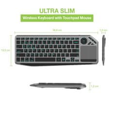 THL Techly ICTB9801TB Univerzalna bežična RF + Bluetooth tipkovnica, Multikolor RGB