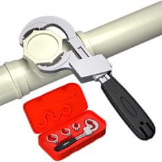 Netscroll Univerzalni podesivi ključ, otvor do 80 mm, 3 nastavka uključena, lagana aluminijska slitina, ključ za cijevi za kupaonice, dom i radionicu, UniWrench