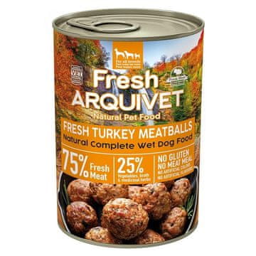 Fresh ARQUIVET Svježe mesne okruglice puretine - mokra hrana za pse - 400g