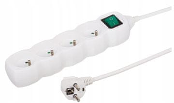 Duwi Produžni kabel s prekidačem 4 utičnice 1,5 m Bijeli produžni kabel