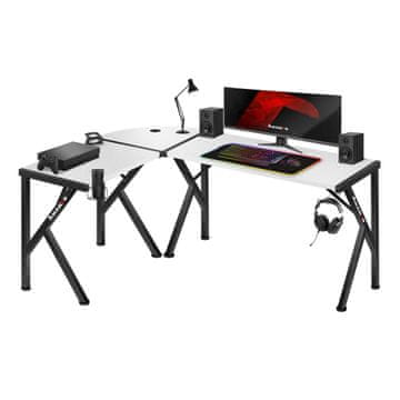 Desk Huzaro Hero 6.3 kutni gaming stol, bijeli/crni