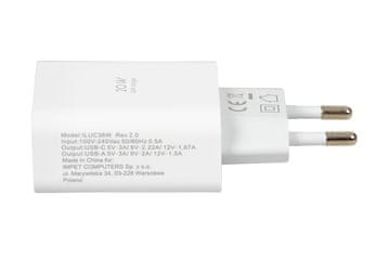 IBO Zidni punjač iBOX C-36 GaN PD20W, Bijela