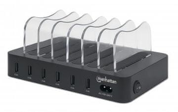 Manhattan Manhattan Charging Station, 6x USB-A, 6x 2.4A, Smart IC, LED, crna